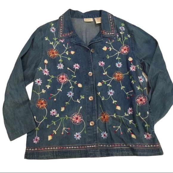 Vintage Jackets & Blazers - Vintage Bobbie Brooks Embroidered Denim Jacket